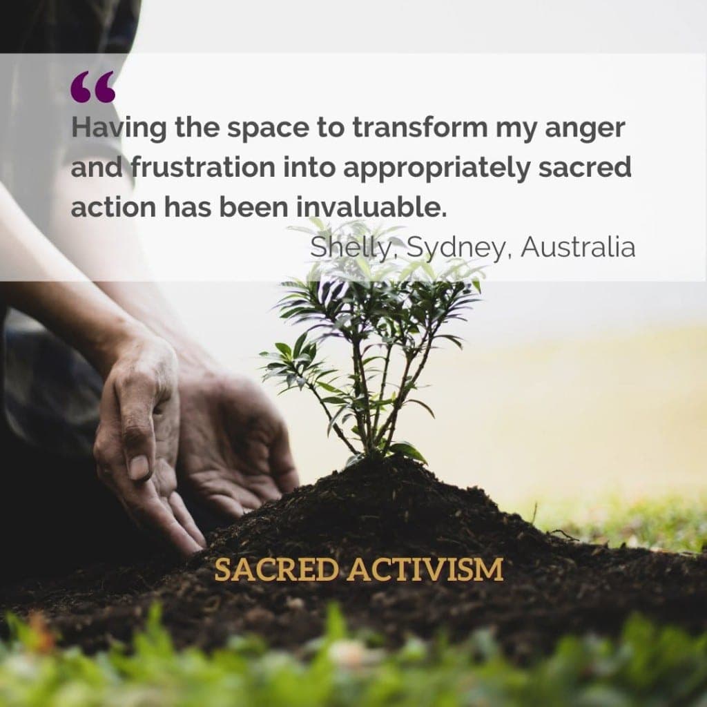 Hands cradling a small plant in soil, from The Well Being Initiative Sacred Activism program